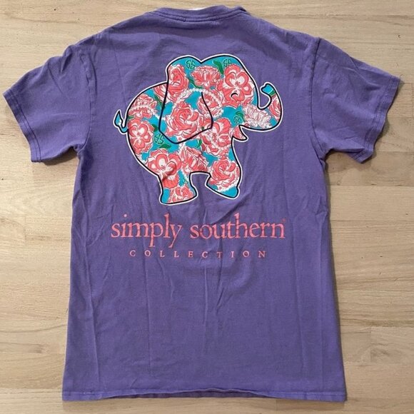 Simply Southern Floral Elephant Short Sleeve Tee size Small - Picture 1 of 5